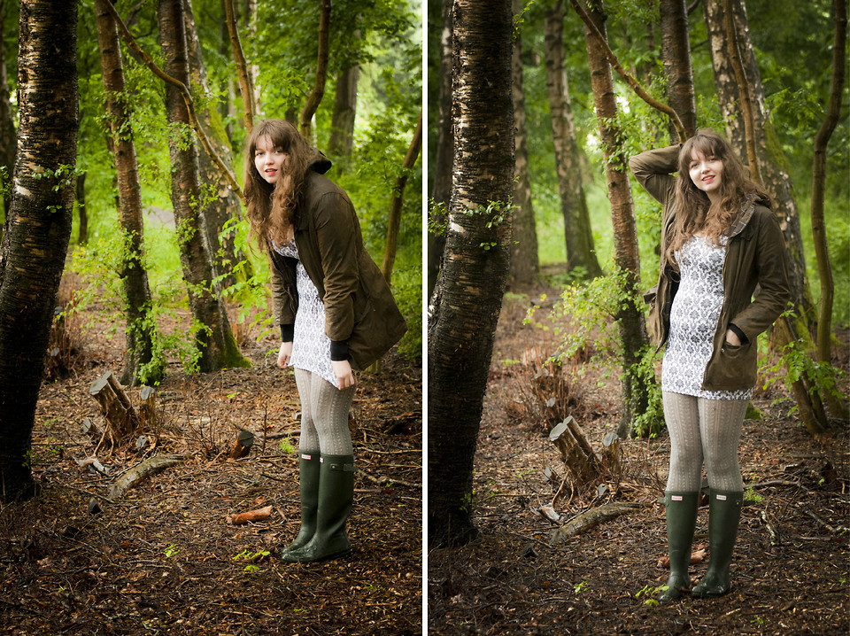 Hunter Wellies, Black Milk Clothing Wallpaper Dress, - Black Barbour Wellies - HD Wallpaper 