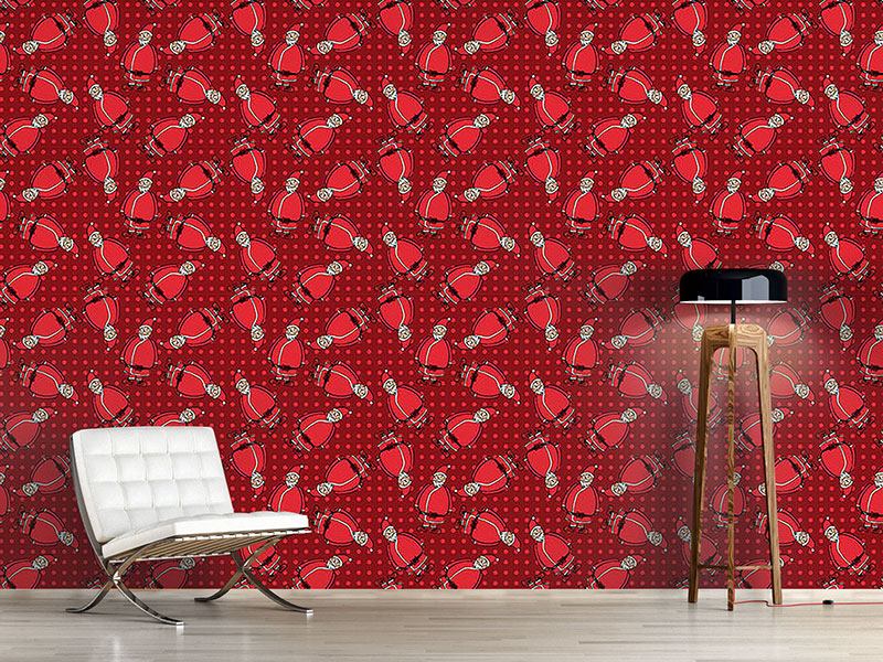 Design Wallpaper Dotty Santa Rot - Designer Tapeten Muster - HD Wallpaper 