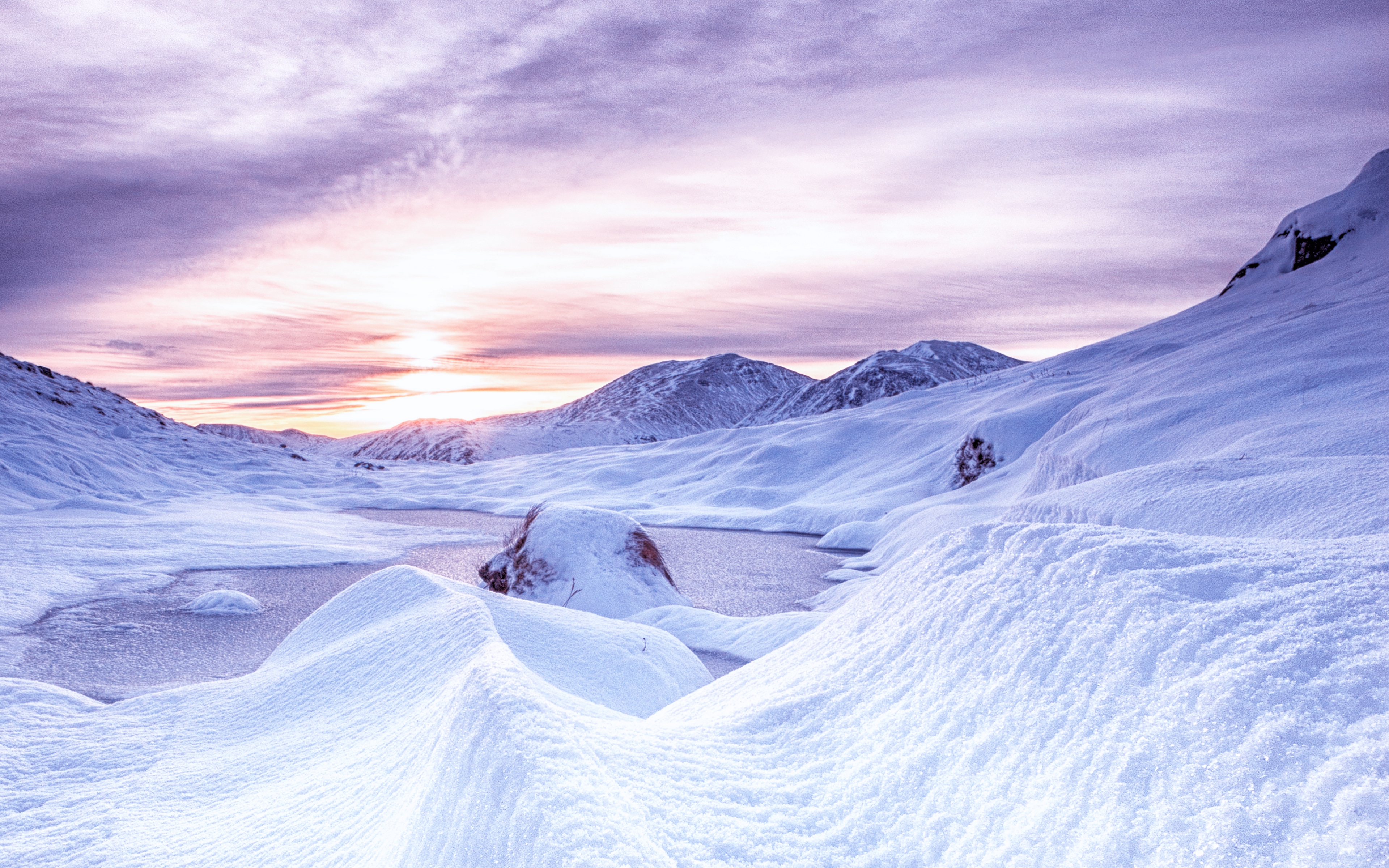 Wallpaper Snow, Mountains, Dawn, Scotland - Scotland Winter Wallpaper Hd - HD Wallpaper 