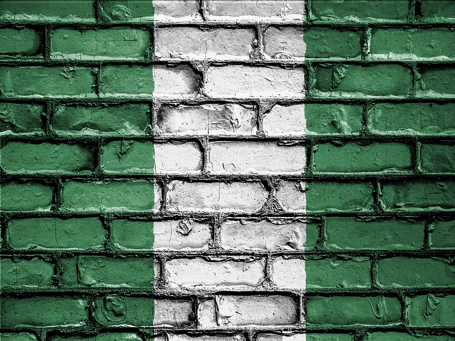 Green And White Striped Brick Surface, Flag, Banner, - Independence Day Nigeria At 57 - HD Wallpaper 