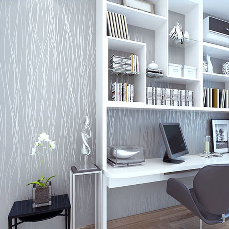 Non-woven Fashion Thin Flocking Vertical Stripes Wallpaper - Papel Parede Cinza Sala - HD Wallpaper 