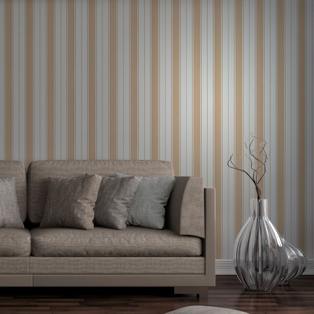 Fine Decor Duck Egg Wallpaper Blue Floral Stripe Damask - Wallpaper - HD Wallpaper 