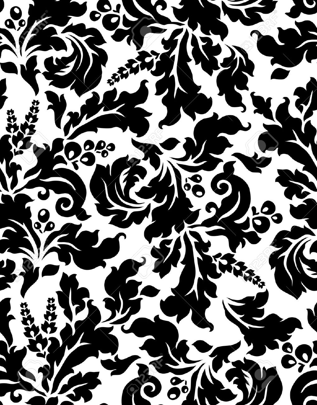 Black And White Damask Wallpaper - HD Wallpaper 