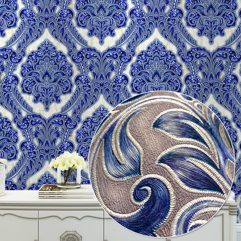 Blue,red,yellow Classic European Damask Wallpaper For - Wallpaper - HD Wallpaper 