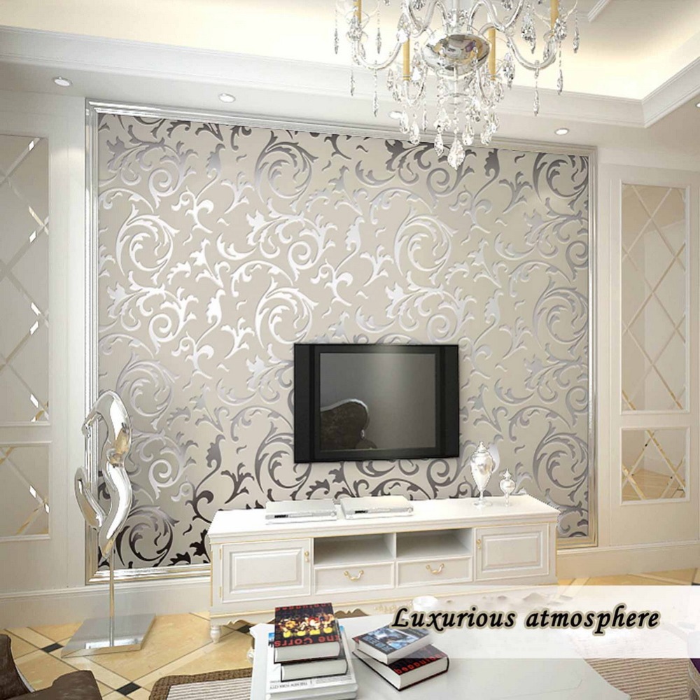 Luxury Living Room Wallpaper - Wall Mounted Tv - HD Wallpaper 
