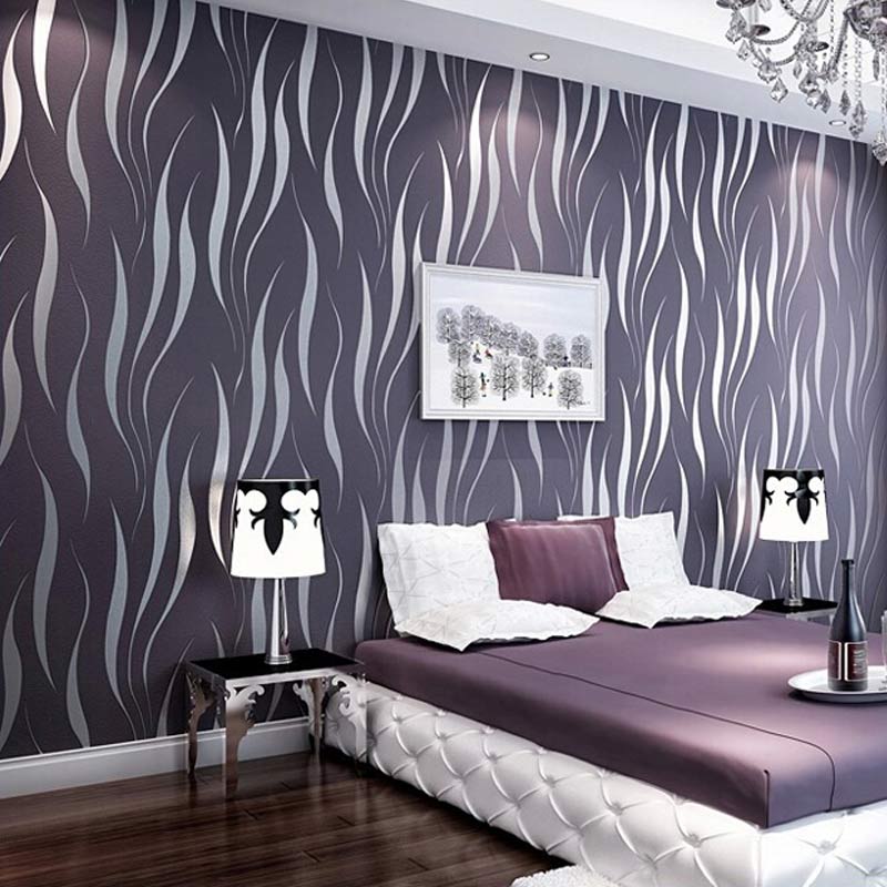 Modern Luxury 3d Stripe Damask Wallpaper For Walls - 3d Wallpaper For Walls In Bedroom - HD Wallpaper 