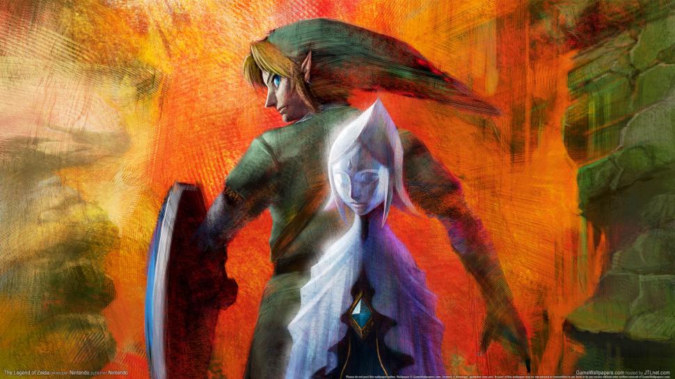 Zelda Link Fi Shield Skyward Sword Nintendo Hd Wallpaper,video - Legend Of Zelda Skyward Sword - HD Wallpaper 