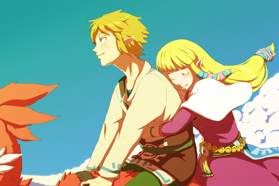 Link, Zelda, And Skyward Sword Image - Skyward Sword Link X Zelda - HD Wallpaper 
