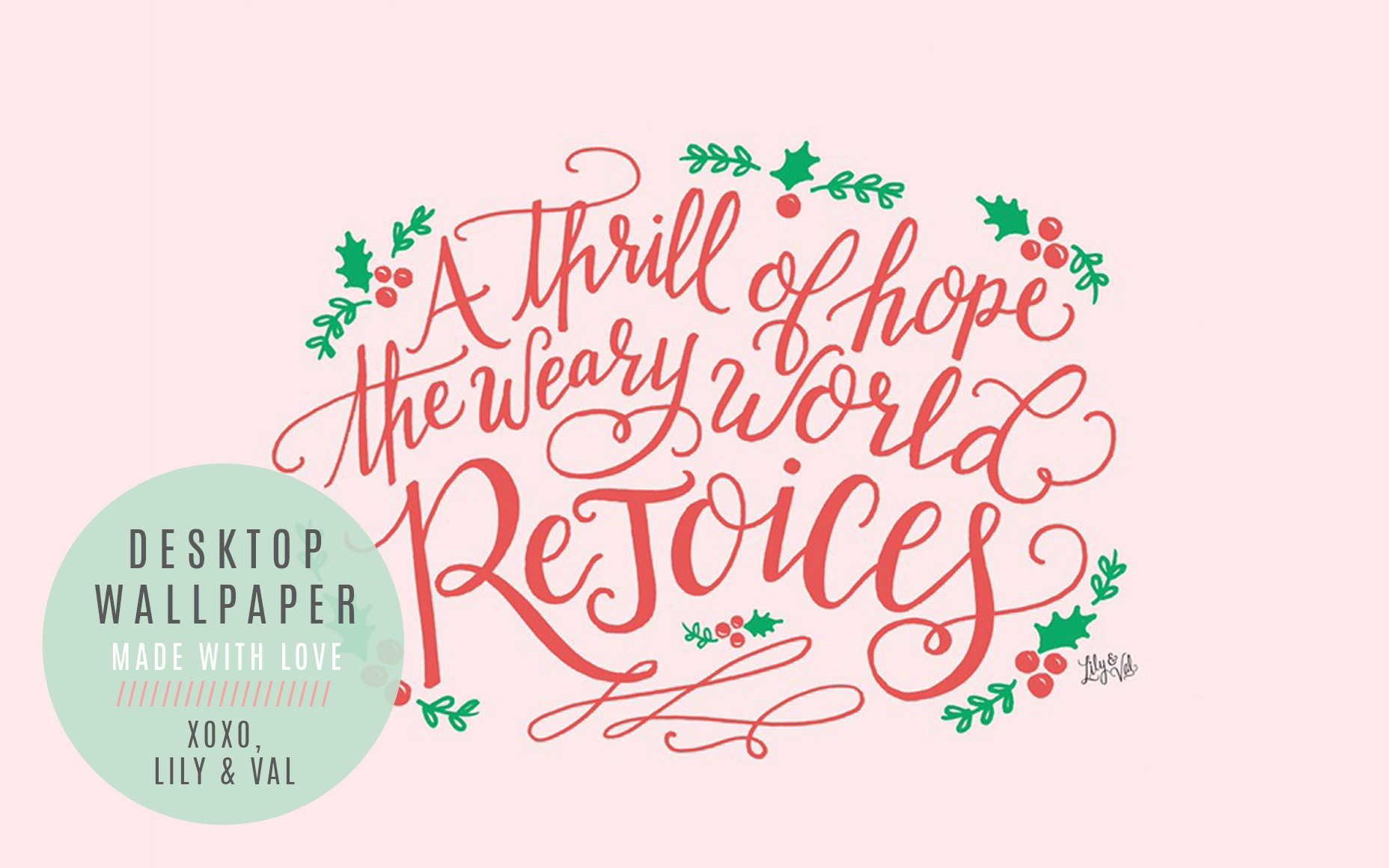 Lily & Val Free December Desktop Download Hand Lettered - Lily And Val Christmas - HD Wallpaper 