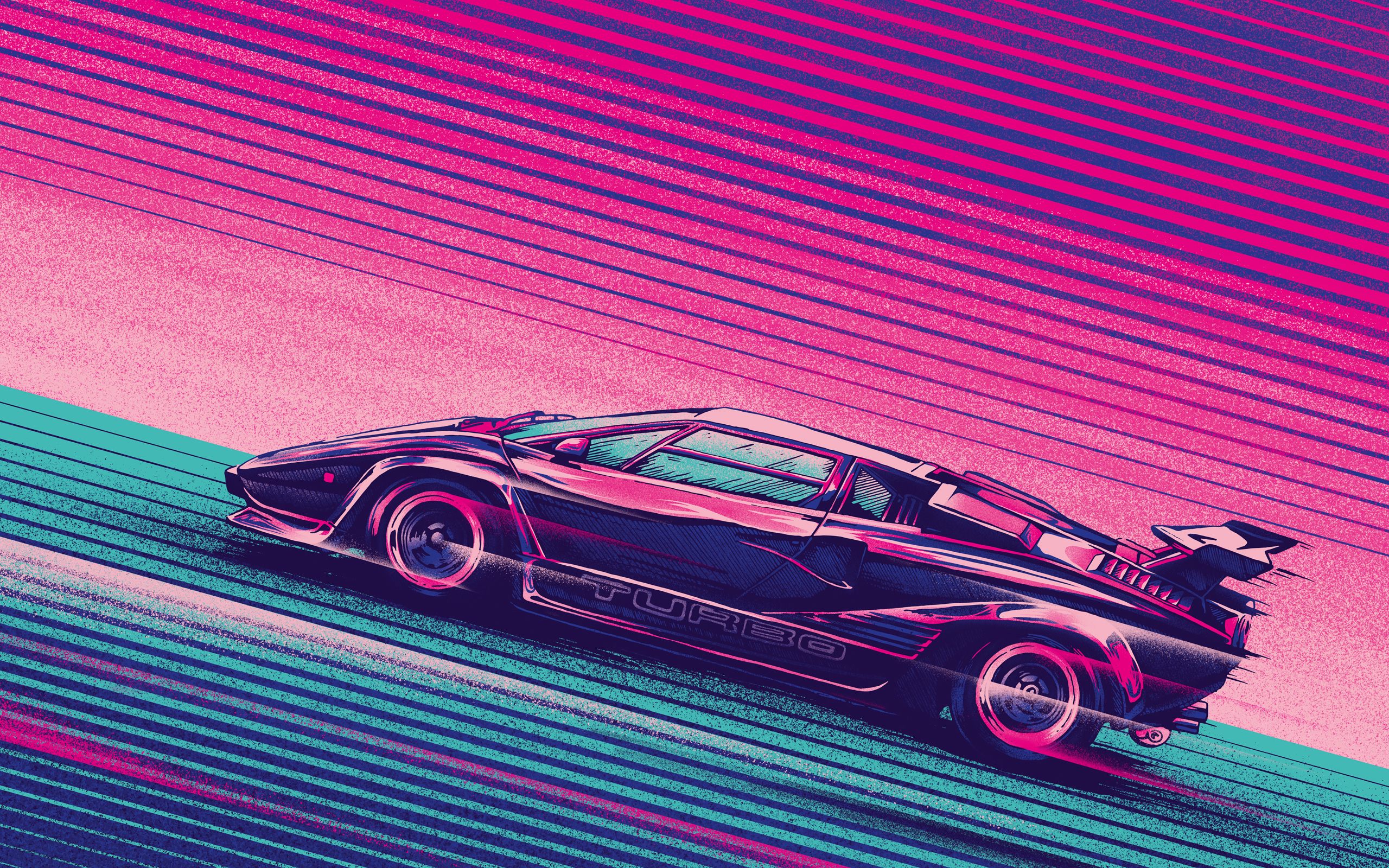 Lamborghini Countach Retro Art - HD Wallpaper 