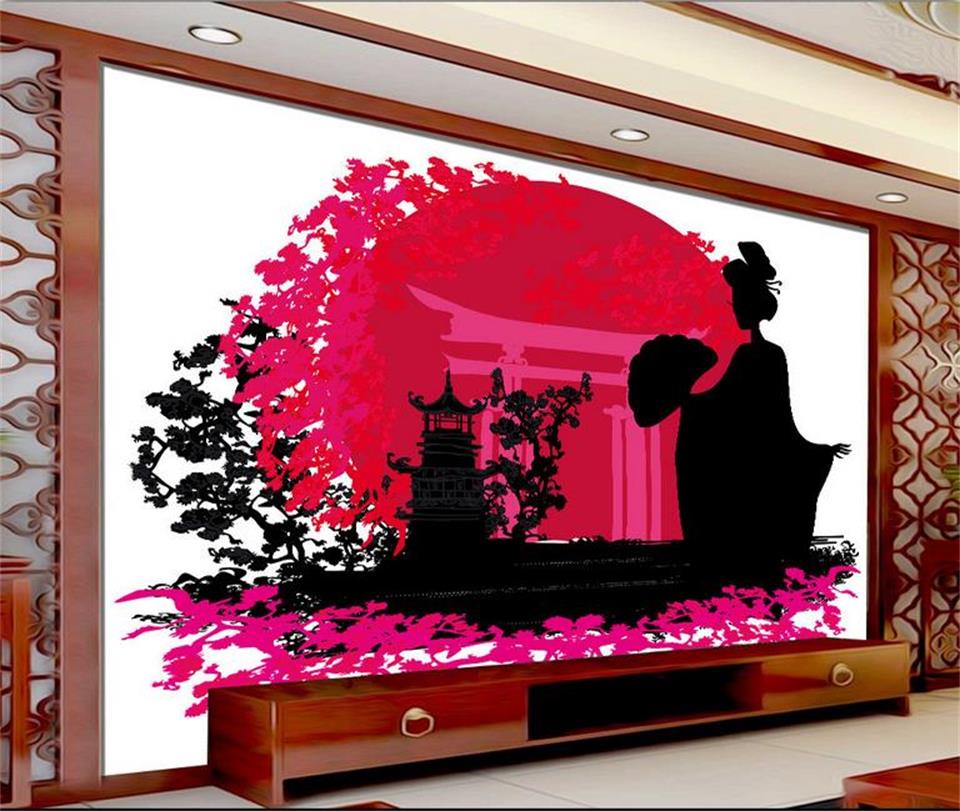 Silhouette Geisha - HD Wallpaper 