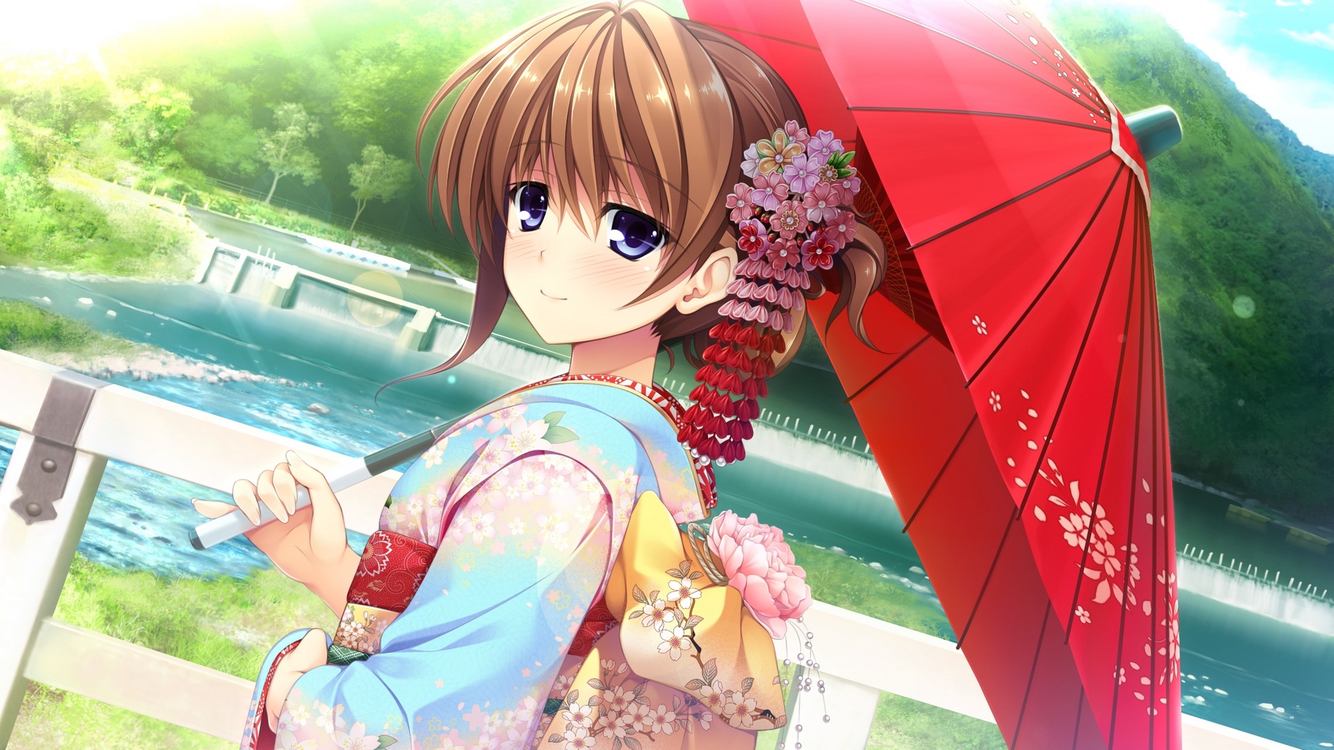 Wallpaper Girl, Japan, Umbrella, Kimono - Pretty Cation 2 The Animation 2 - HD Wallpaper 