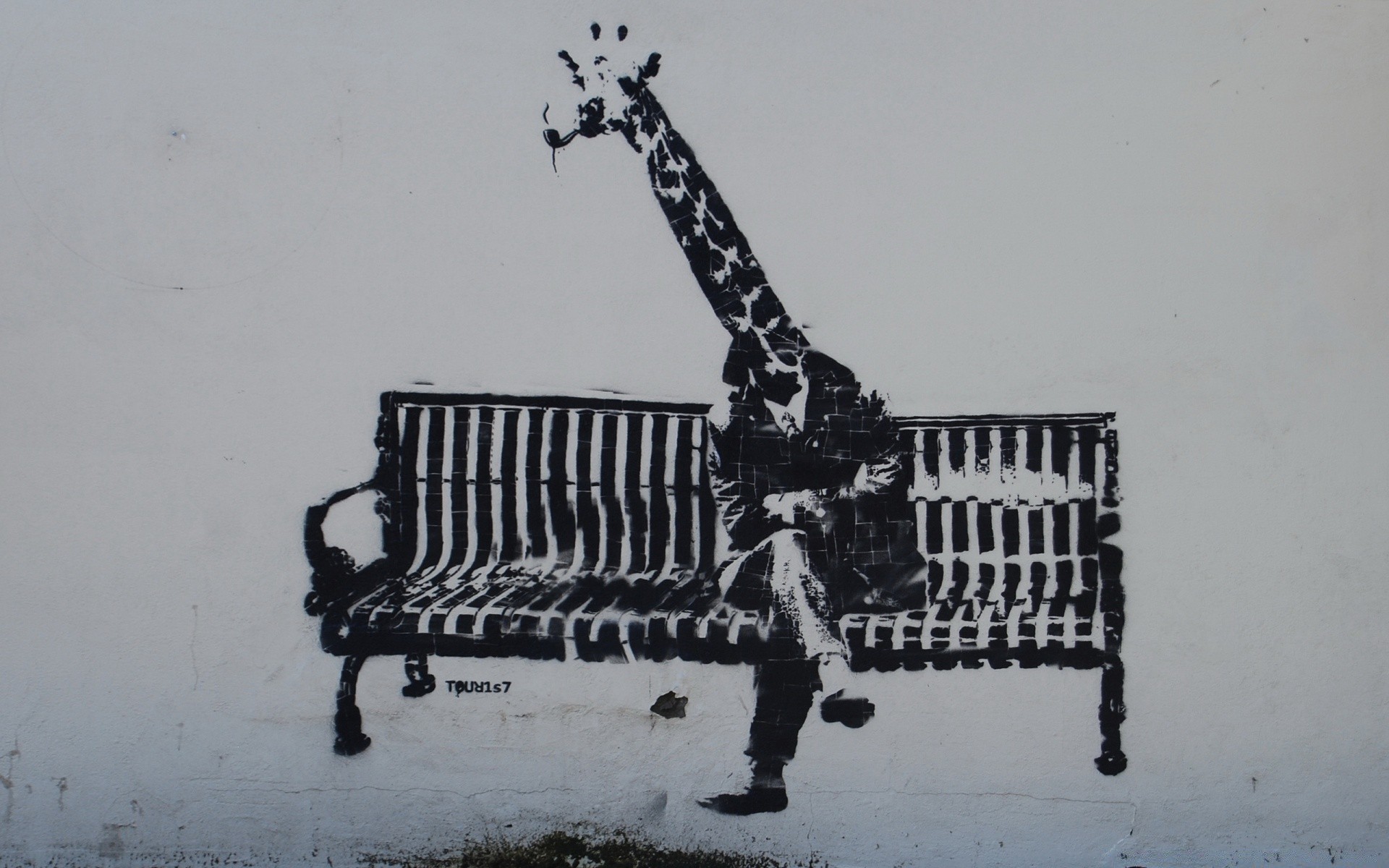 Humor And Satire Outdoors - Banksy Giraffe - HD Wallpaper 