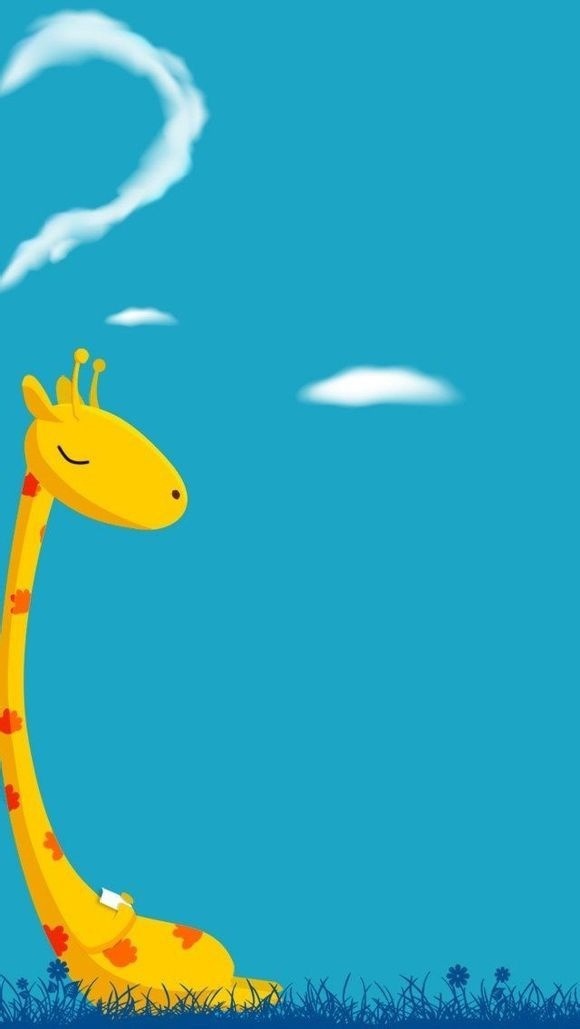 Giraffe, Wallpaper, And Cute Image - Cartoon - HD Wallpaper 