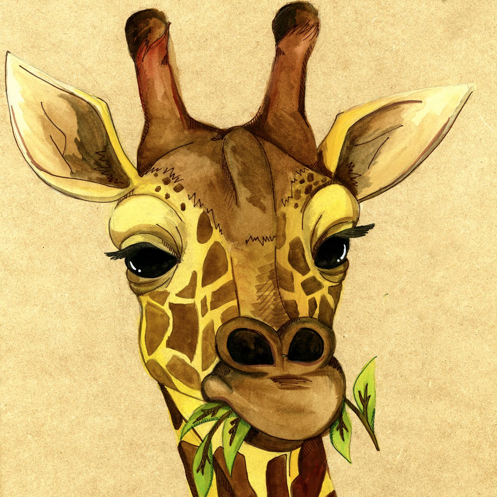 Best Hd Giraffe Art Wallpapers For Ios 8 Backgrounds - Жираф Рисунок - HD Wallpaper 