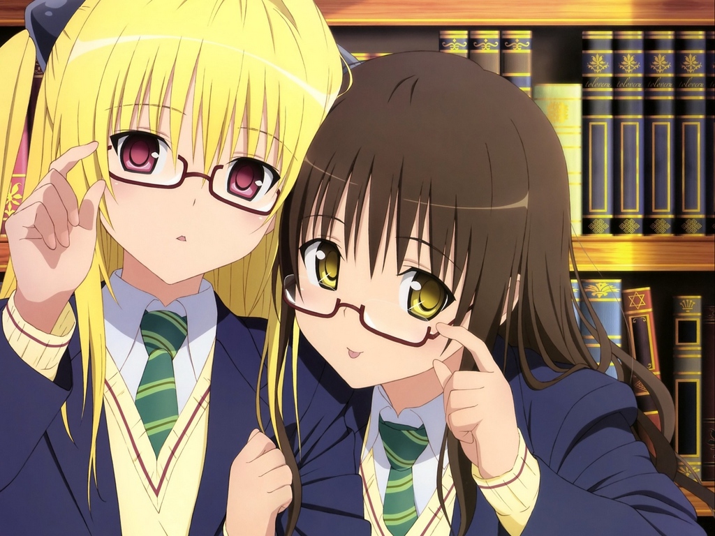 Wallpaper Girl, Couples Office, Glasses, Smart, Form - Megane To Love Ru - HD Wallpaper 