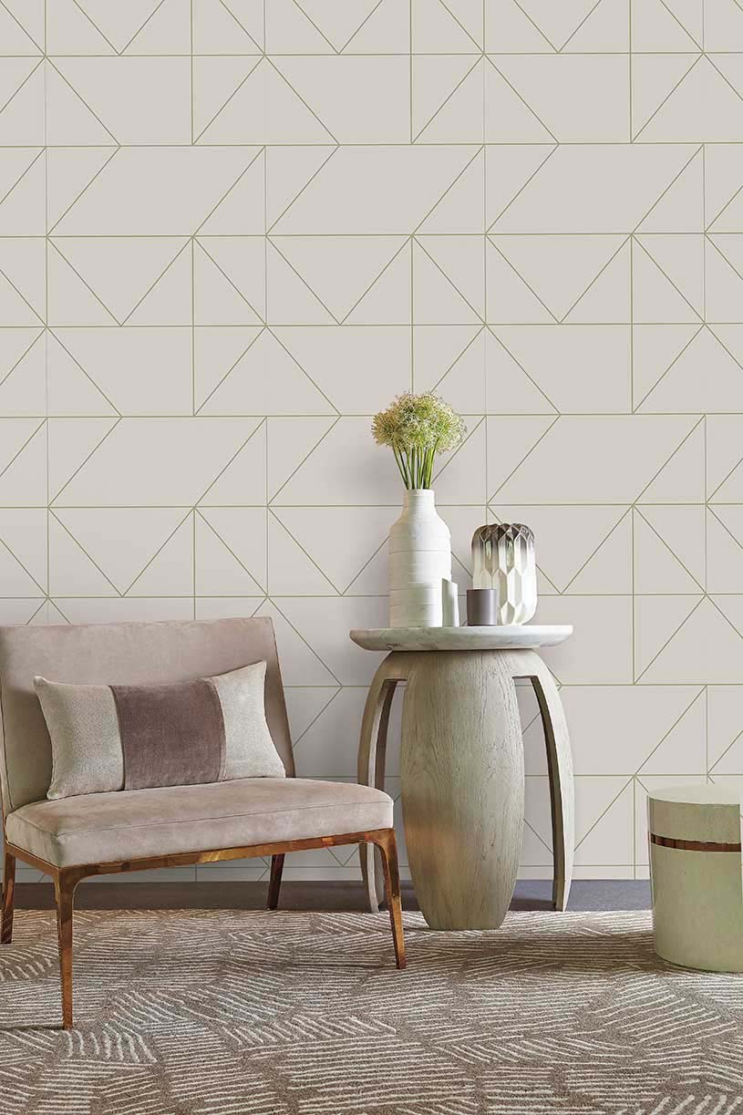 A Soft Blush Colored Wallpaper With A Geometric Motif - Kelly Hoppen Graham Brown - HD Wallpaper 
