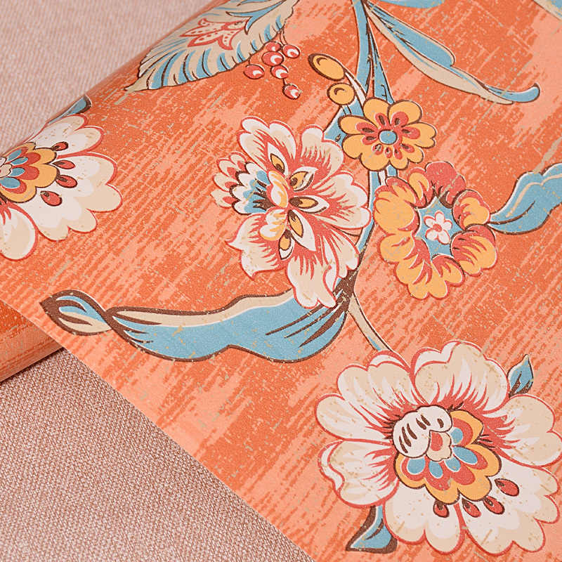 Vintage Retro Orange Big Flower Wallpaper Mural Luxury - Wallpaper - HD Wallpaper 