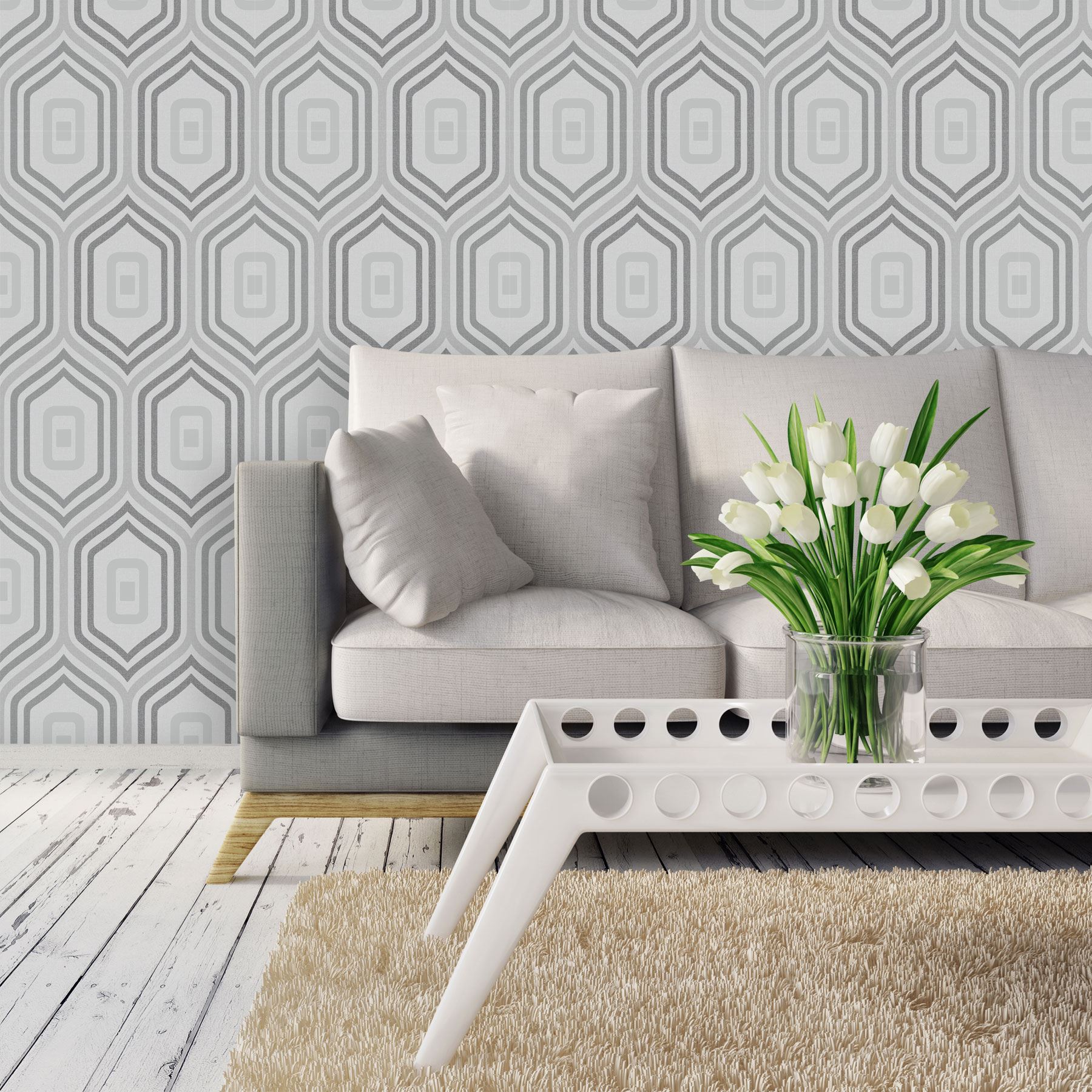 Holden Decor Stag Wood Panel Wallpaper Grey 90090 - HD Wallpaper 