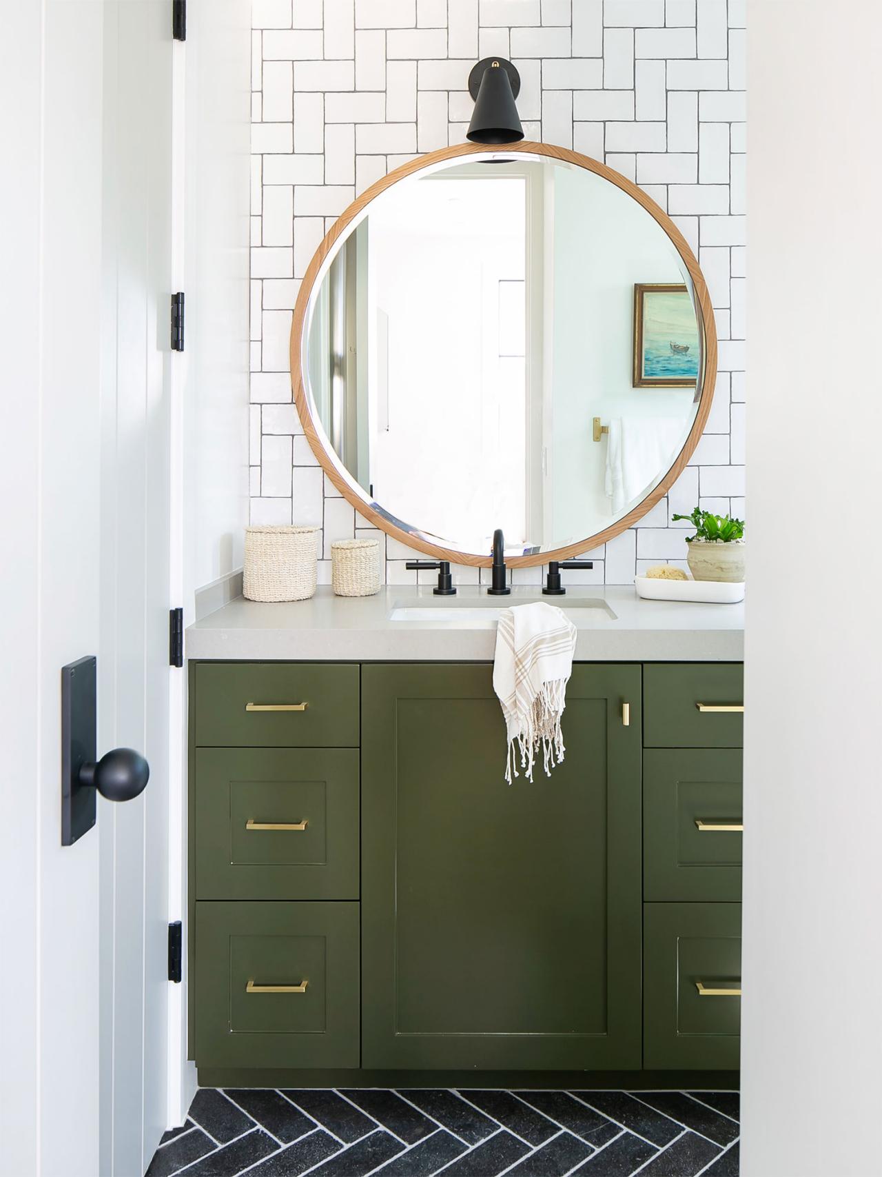 Hunter Green Bathroom Vanity - HD Wallpaper 