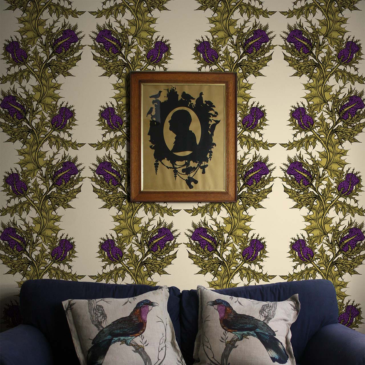 Grand Thistle Handprinted Ex/grn/4004/05 - Timorous Beasties Thistle - HD Wallpaper 