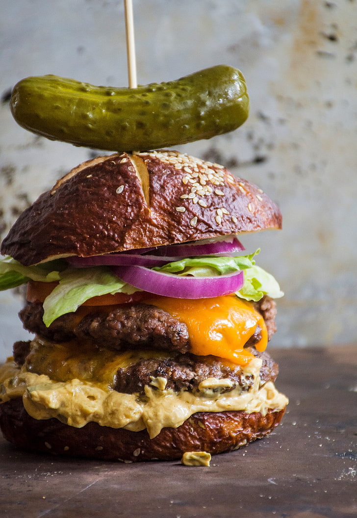 Burger, Dinner, Food, Hamburger, Lunch, Meal, Meat, - Hamburger - HD Wallpaper 