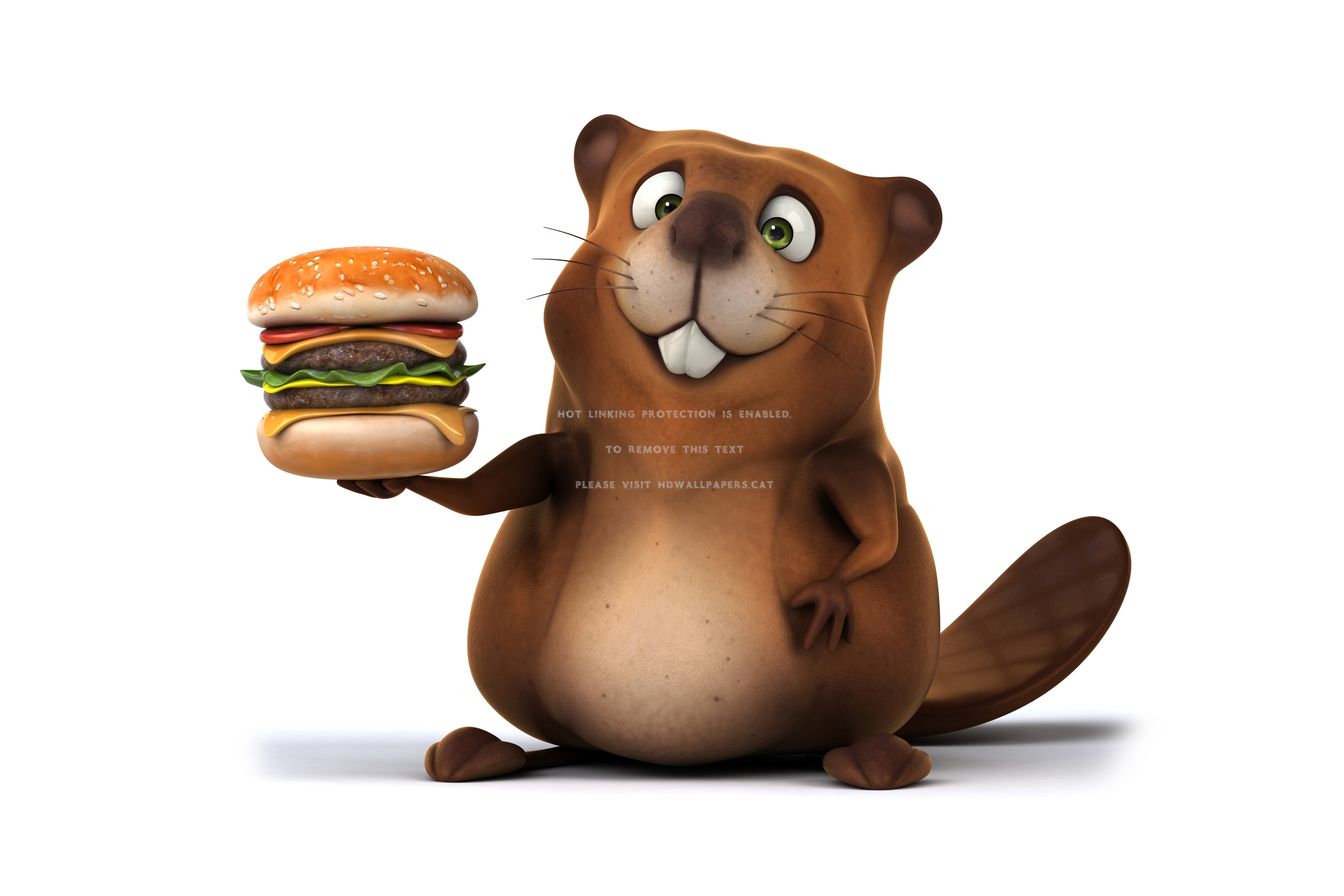 3d Character Funny Hamburger Beaver And Cg - Бобер Пнг - HD Wallpaper 