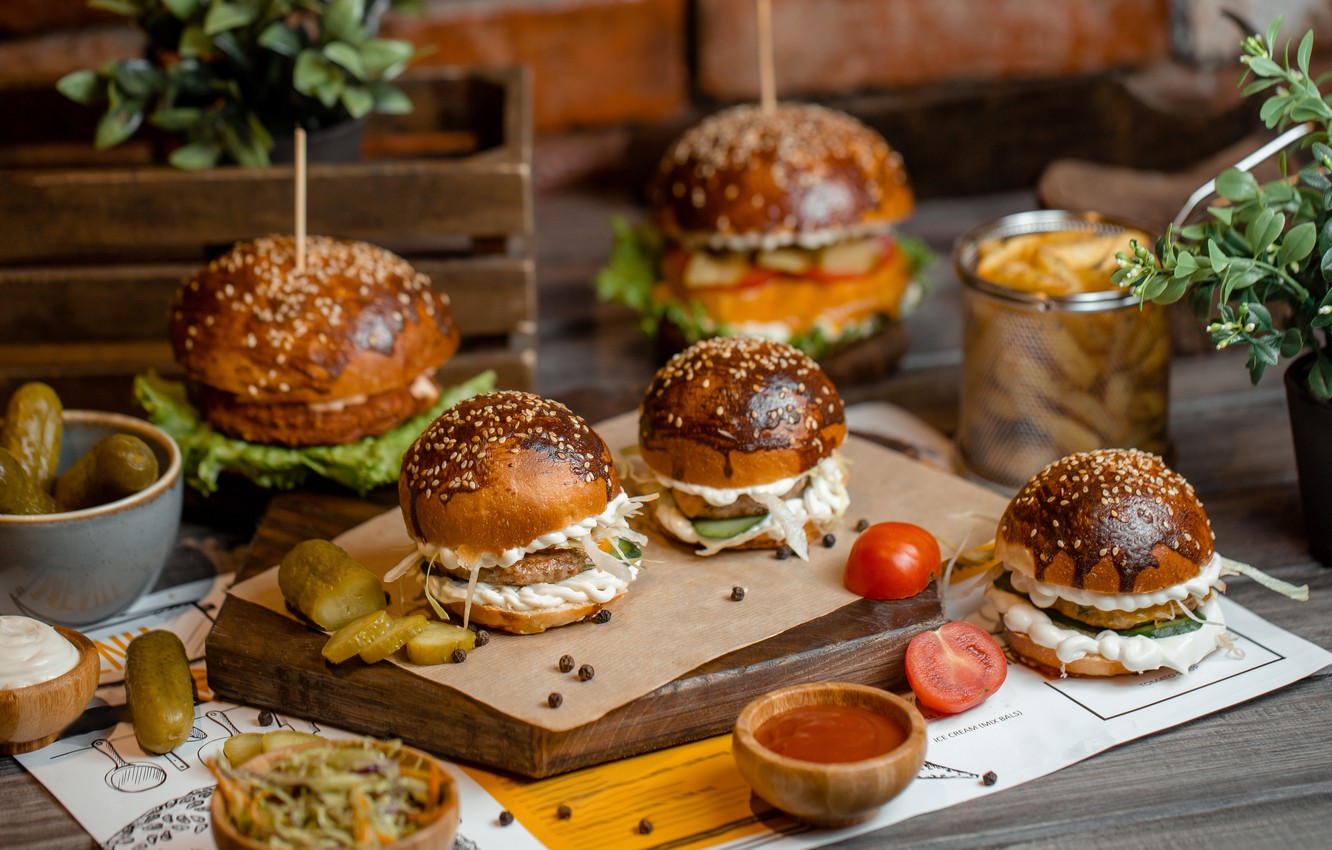 Photo Wallpaper Sauce, Sandwiches, Potatoes, Free, - Burgers - HD Wallpaper 