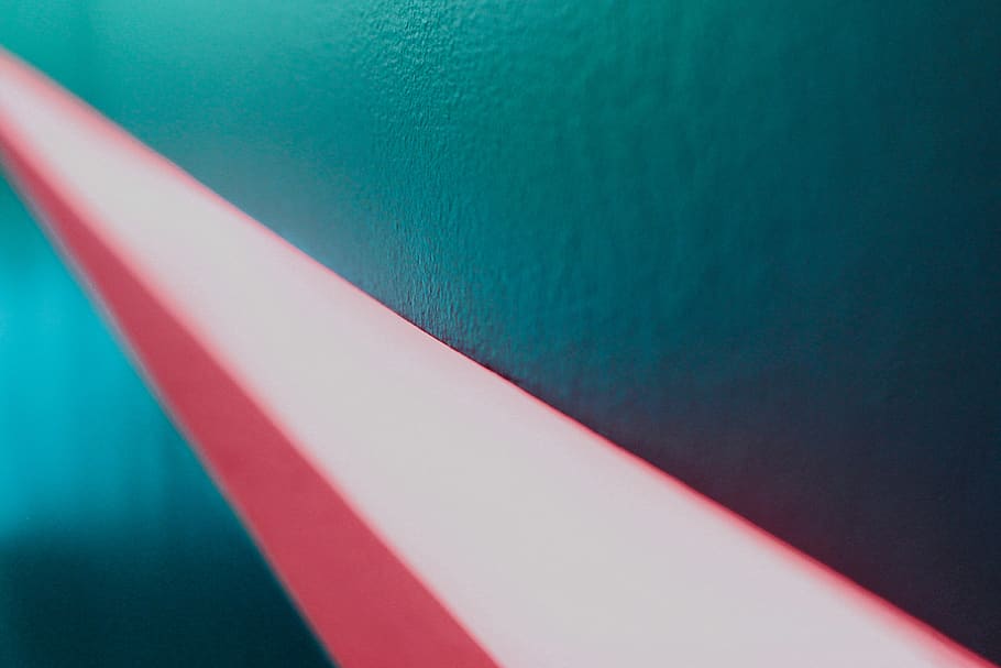 Blue, Red, Light, Wall, Abstract, Perspective, Line, - Woven Fabric - HD Wallpaper 