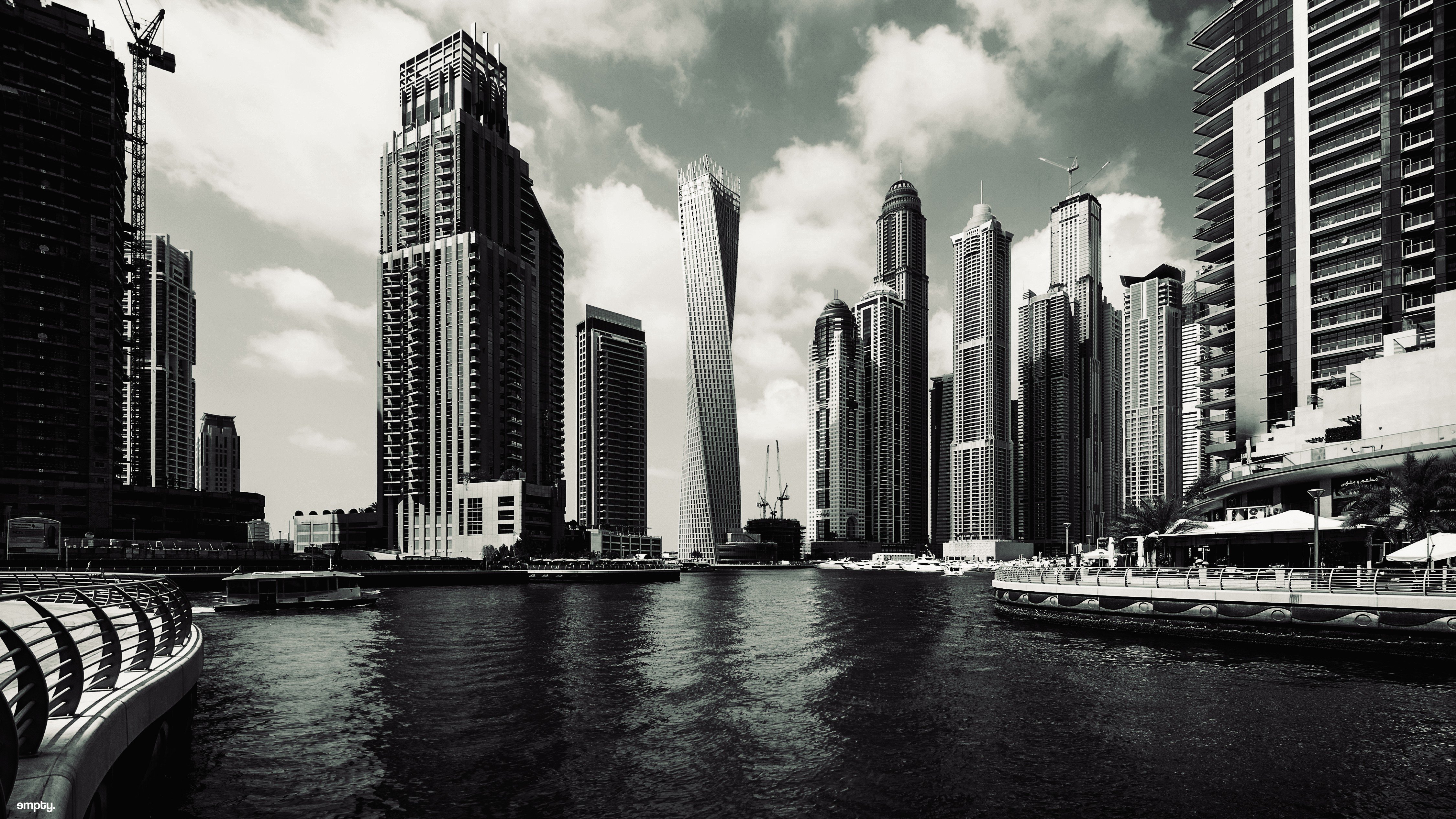 Buildings In Dubai Black And White - HD Wallpaper 