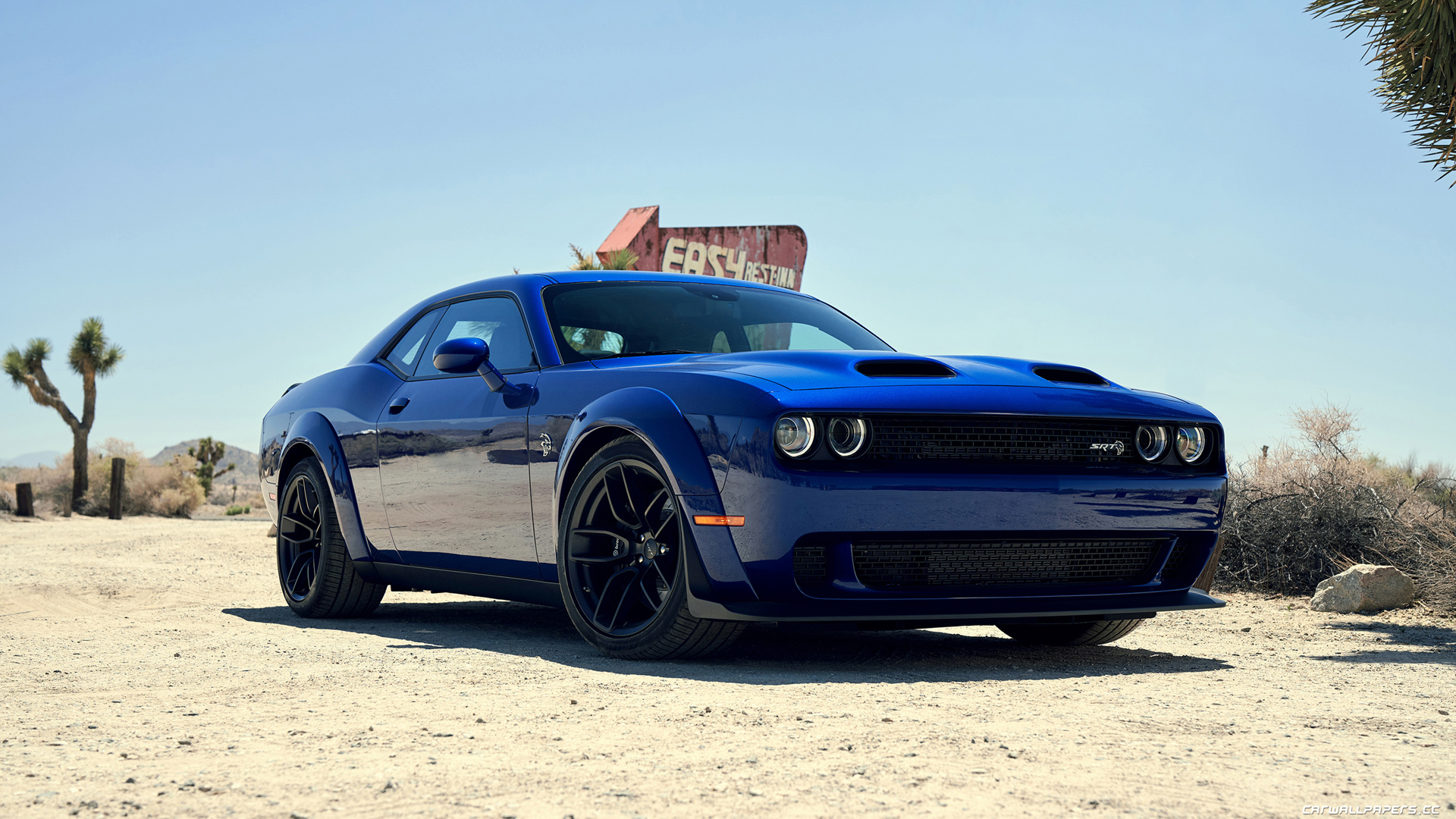 2019 Dodge Challenger Blue - HD Wallpaper 