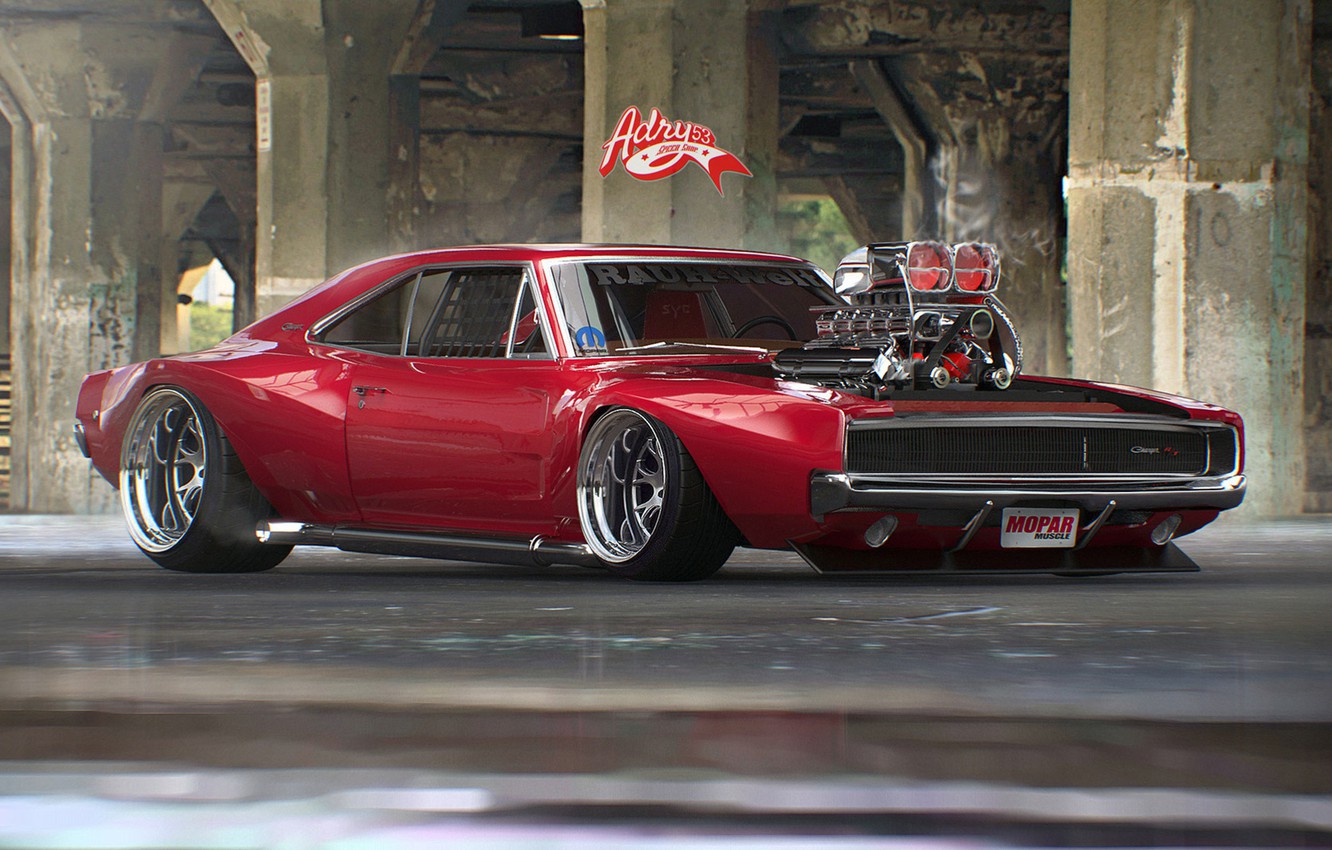 Photo Wallpaper Red, Auto, Machine, Dodge, Car, Charger, - Auto Artstation - HD Wallpaper 