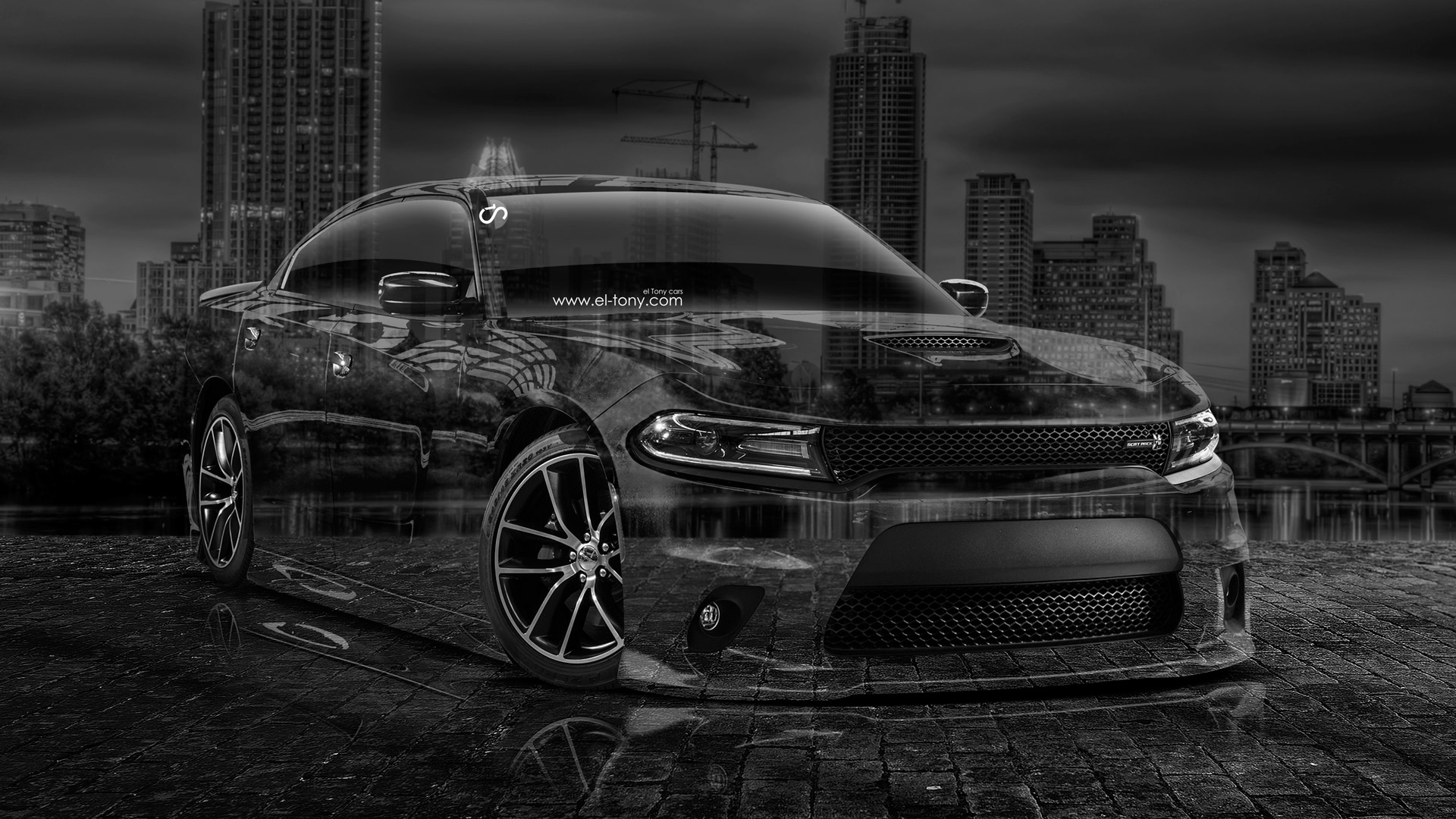Black And White Dodge Charger - HD Wallpaper 