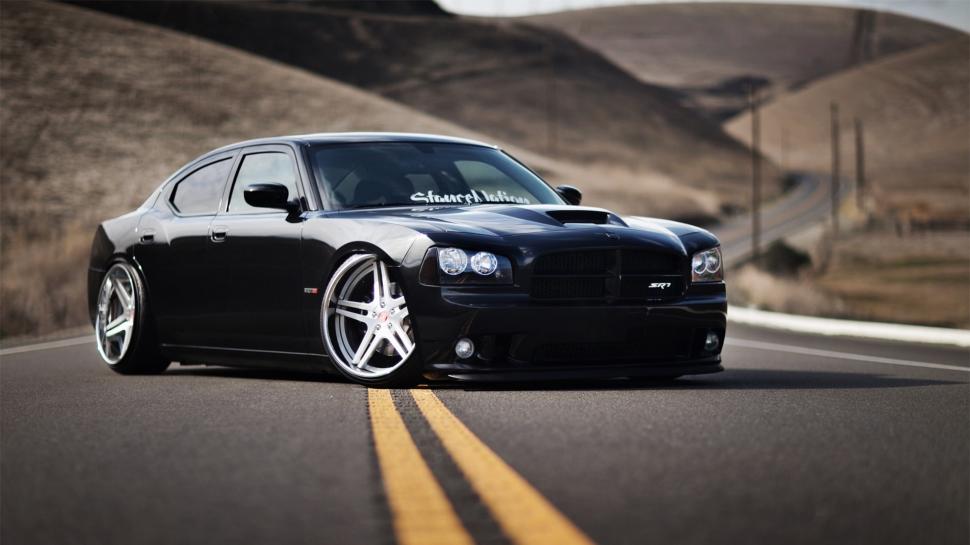 Dodge Charger Srt8 Black Car At Road Wallpaper,dodge - Stancenation Charger - HD Wallpaper 