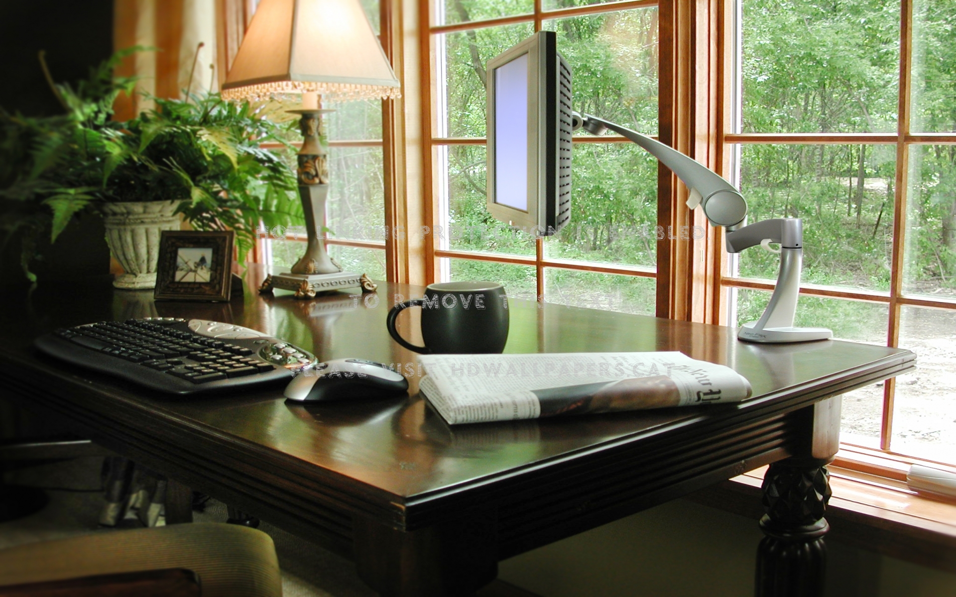 Cozy Office Space Computer Desk Coffee - Office Desk Decor Zen - HD Wallpaper 