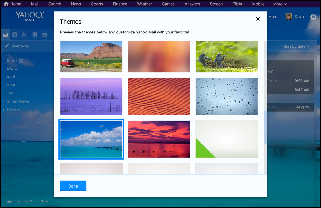 Yahoo Mail With A New Photo Background Wallpaper Theme - Yahoo Mail Theme Change - HD Wallpaper 