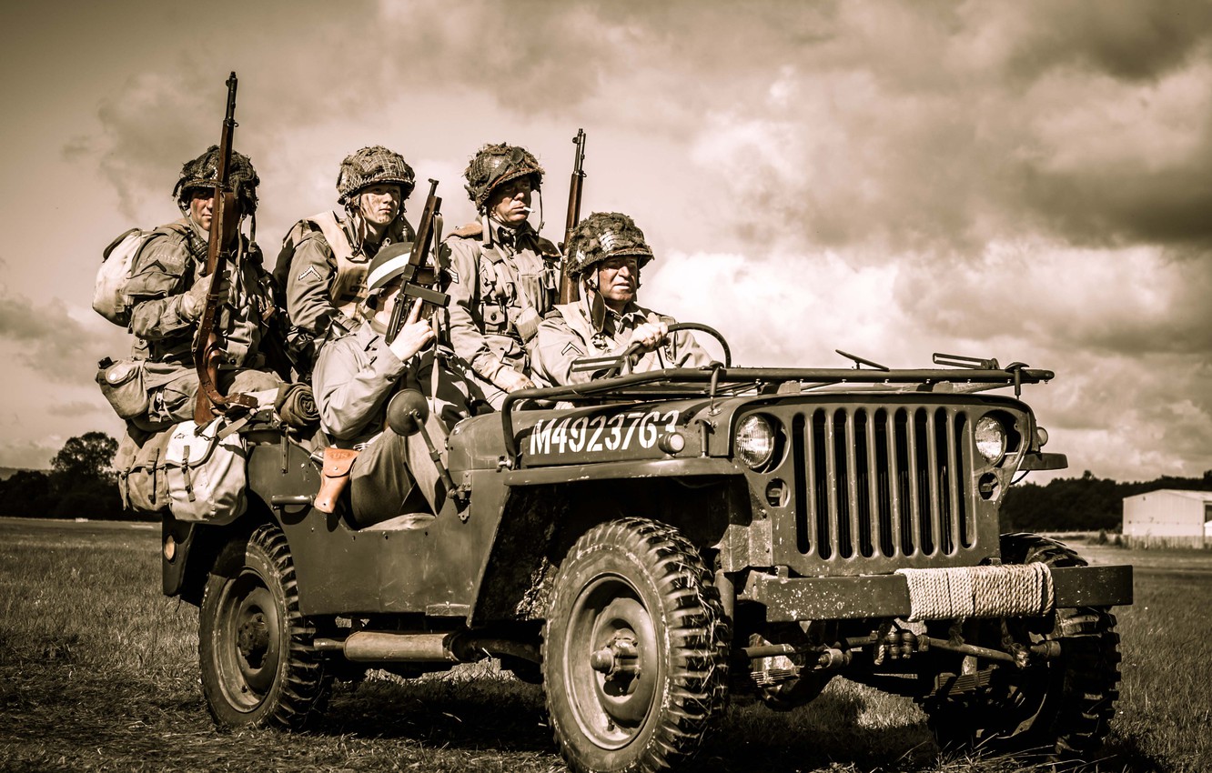 Photo Wallpaper Weapons, Soldiers, Equipment, Jeep, - Willys Jeep Wallpaper Hd - HD Wallpaper 