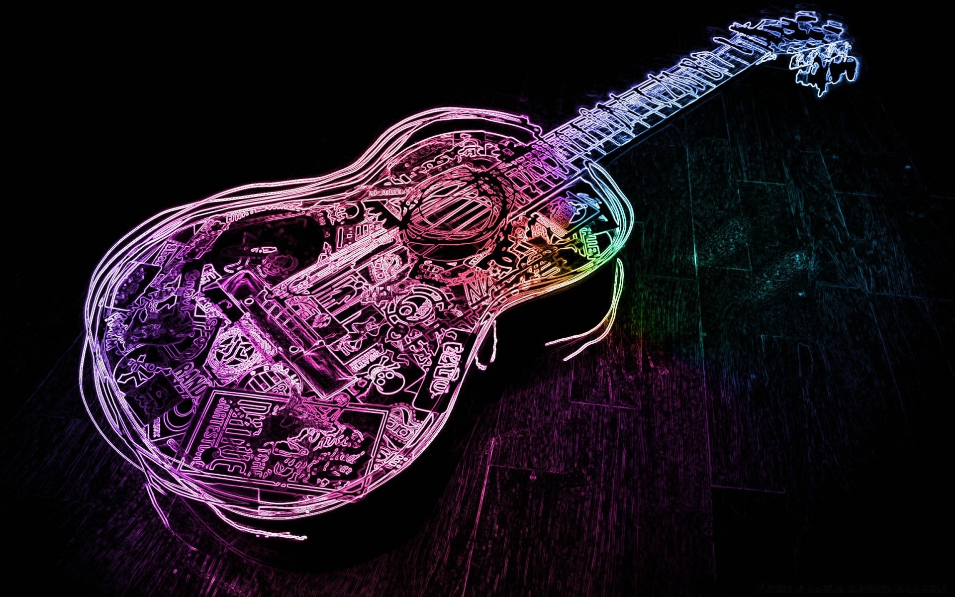 Music Illustration Desktop Abstract Art Design - Acoustic Cool Guitar Backgrounds - HD Wallpaper 