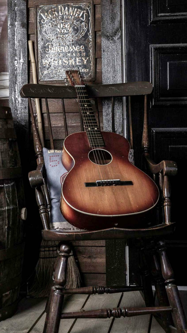 Guitar On A Chair - HD Wallpaper 