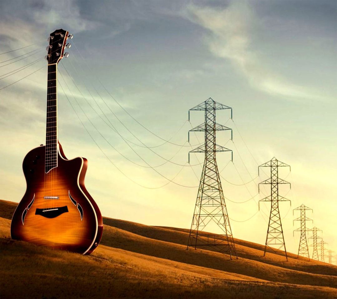 Guitar And Transmission Line - HD Wallpaper 