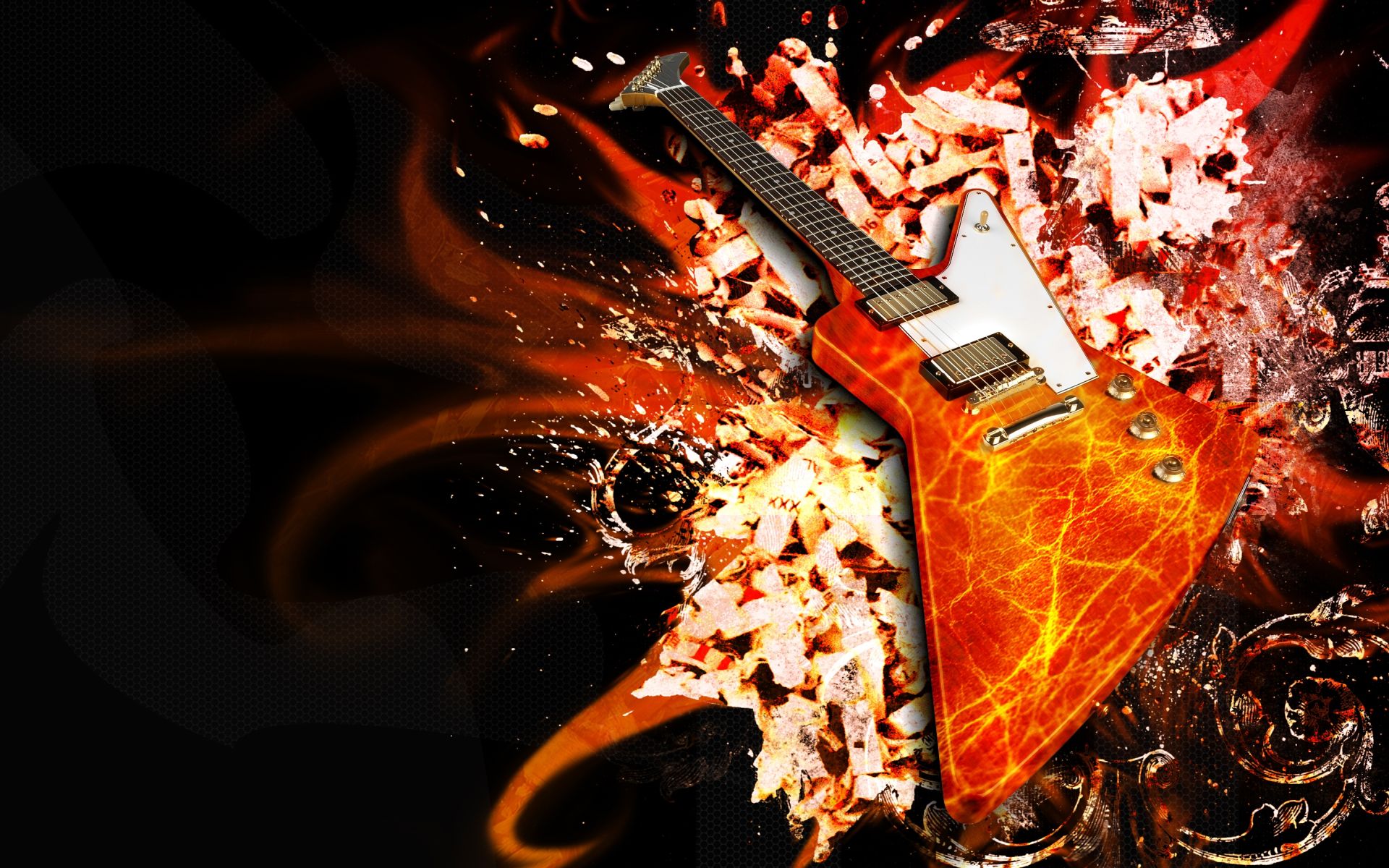 Fire Guitar, Background Wallpaper Hd - Explorer Guitar Background - HD Wallpaper 