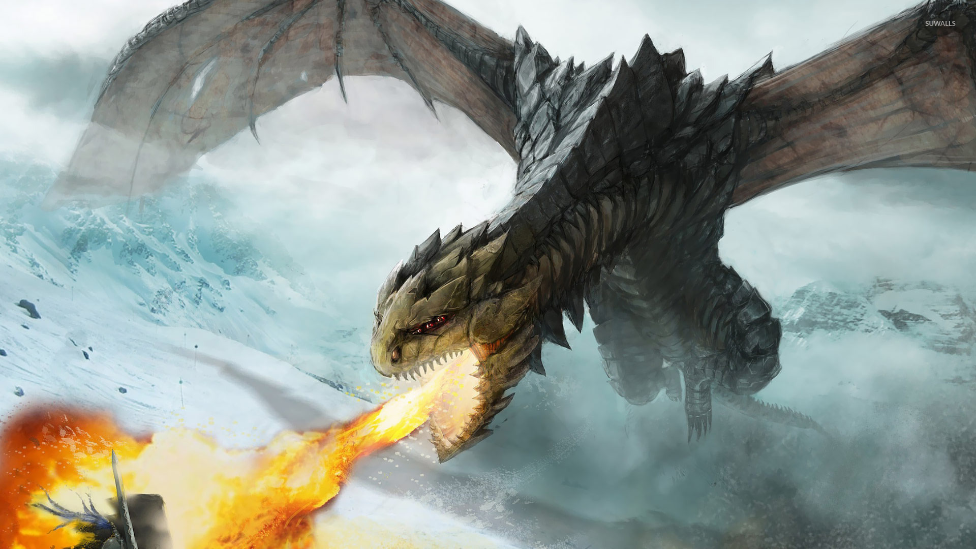 Fire Breathing Dragon Fight - HD Wallpaper 