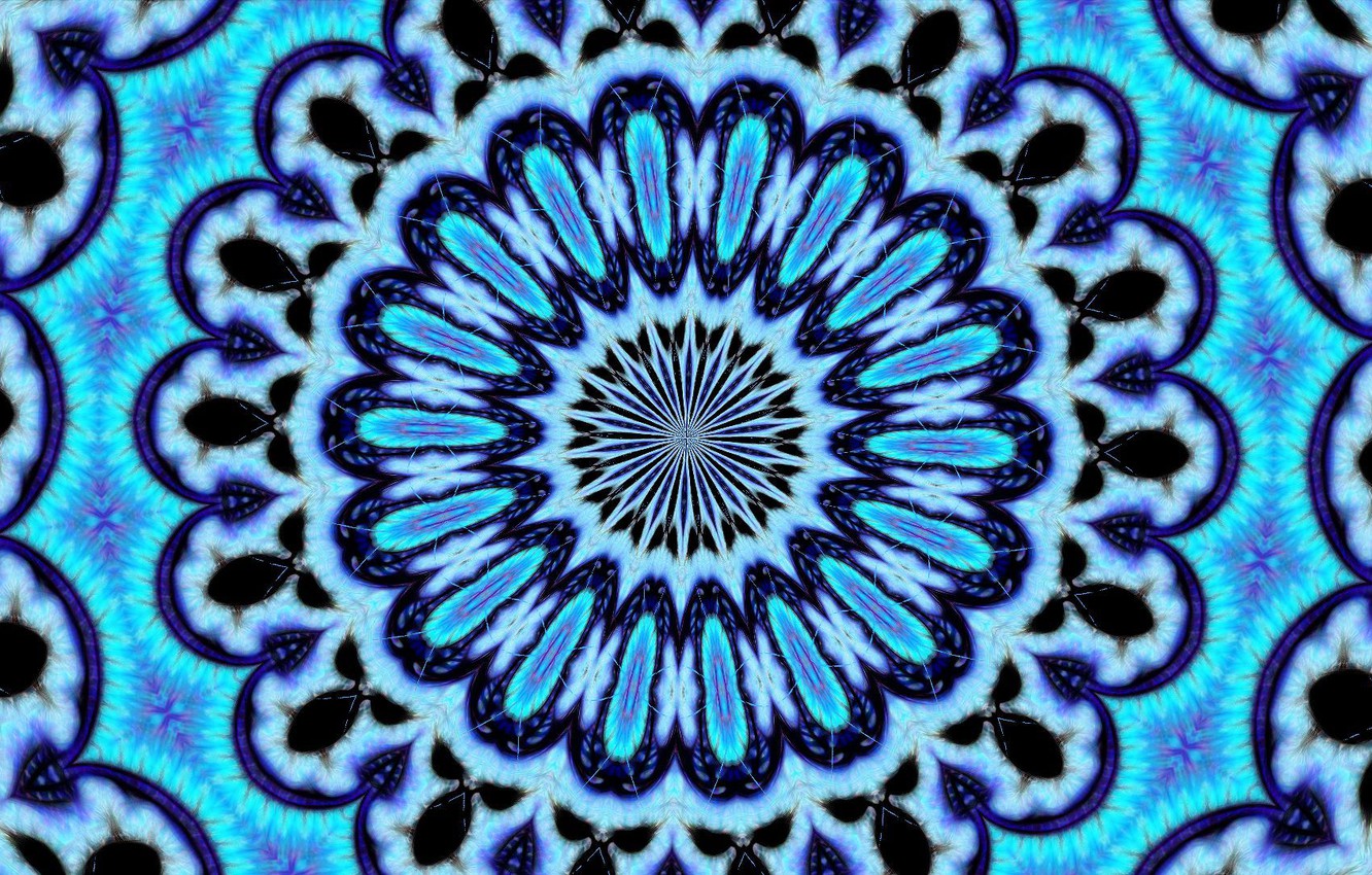 Photo Wallpaper Circles, Blue, Curves, Psychedelic - Психоделика Голубая - HD Wallpaper 