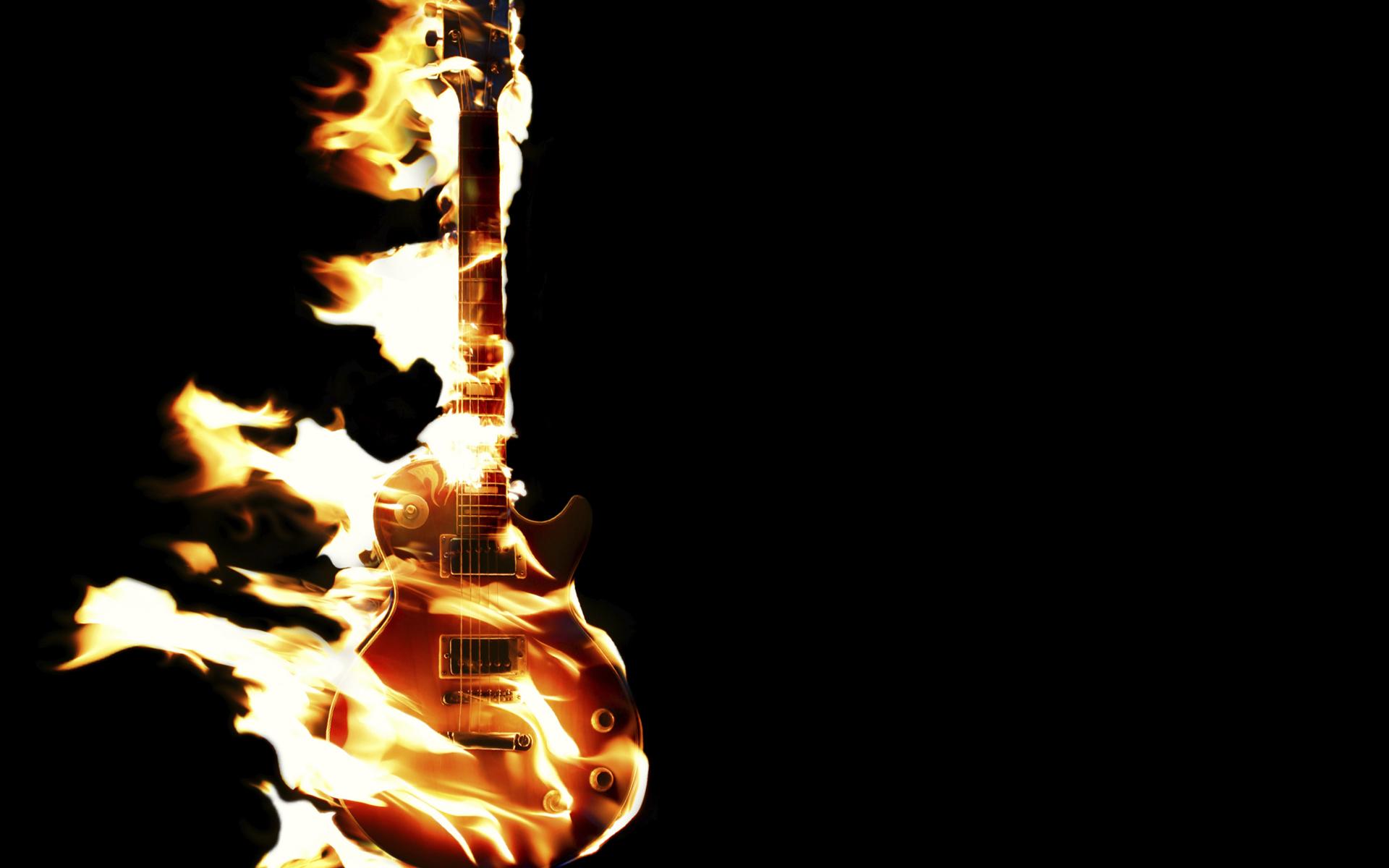 Guitar On Fire - HD Wallpaper 