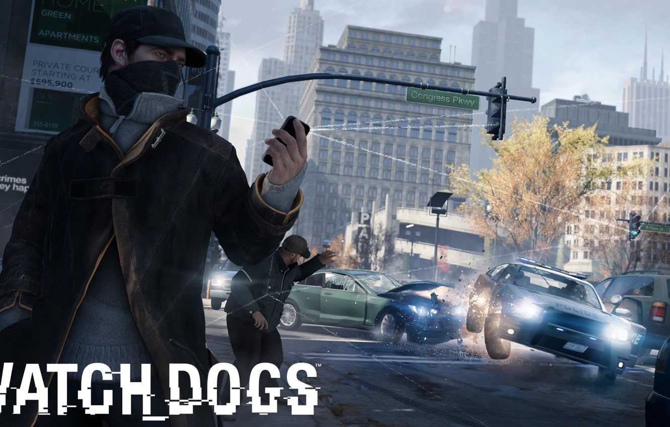 Photo Wallpaper Police, Iphone, Ubisoft, Watch Dogs - Watch Dogs - HD Wallpaper 