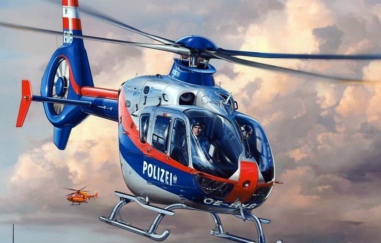 Photo Wallpaper Figure, Police, Art, Eurocopter, Polizei, - 1 72 Revell Ec135 - HD Wallpaper 