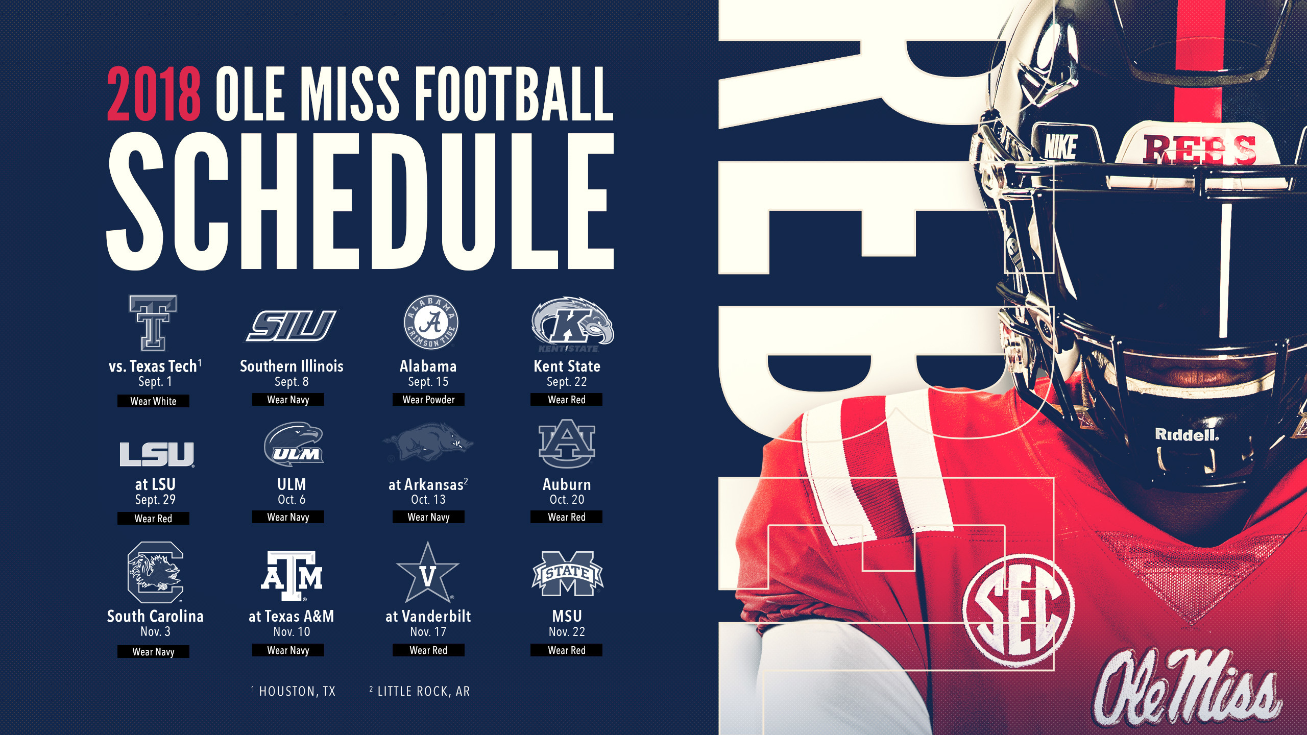 Alabama Football 2018 Schedule Wallpapers 66 Background - Ole Miss 2018 Football Schedule Poster - HD Wallpaper 