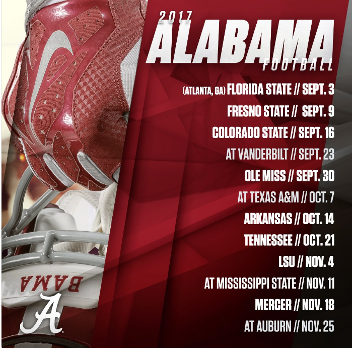 Alabama Game Schedule 2017 - HD Wallpaper 