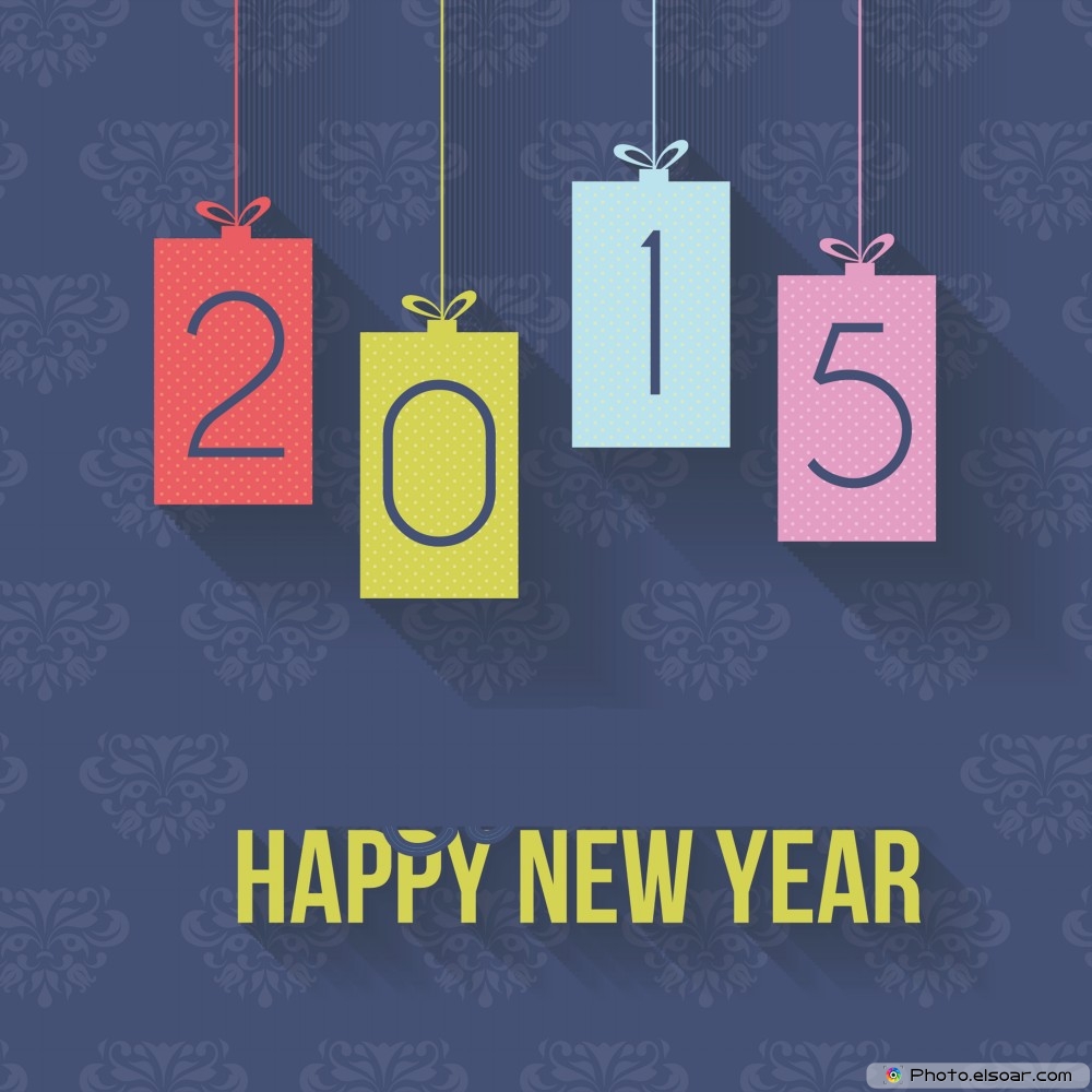 New Year S Day 2015 Vintage Card - Graphic Design - HD Wallpaper 