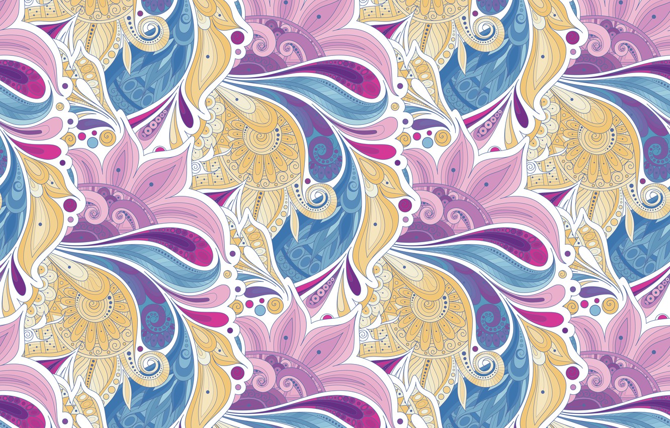 Photo Wallpaper Flowers, Pattern, Vector, Texture, - Ornament - HD Wallpaper 